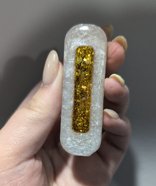 Gold and White Shaker Hair Clip